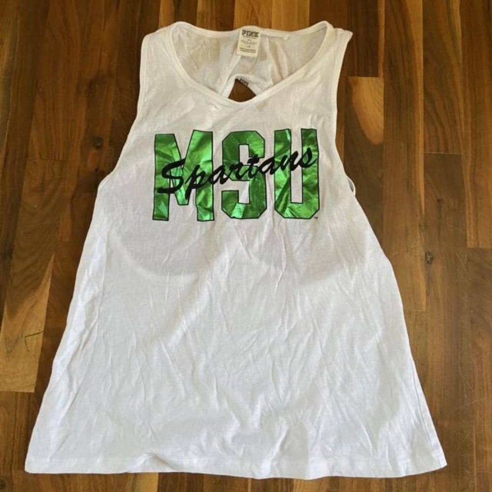 WOMEN’S SIZE L PINK BRAND MICHIGAN STATE TANK